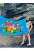 Hand Painted Floral Sarong in Light Blue color